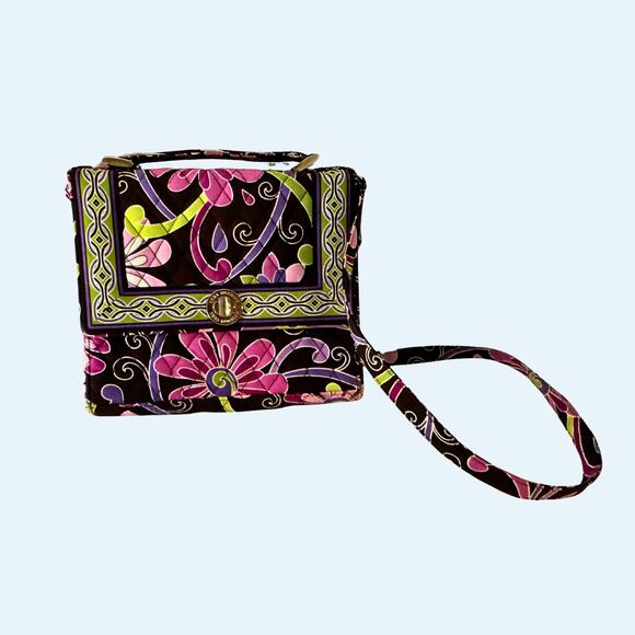 Vera Bradley Retired Floral Turn-Lock Crossbody Organizer Bag – Pink Purple Lime - Picture 4 of 8